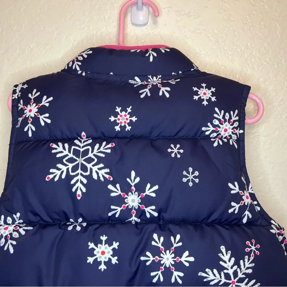 Gymboree Girls Snowflake Puffer Vest | Navy Pink Winter Coat | Size S‎ 6-8